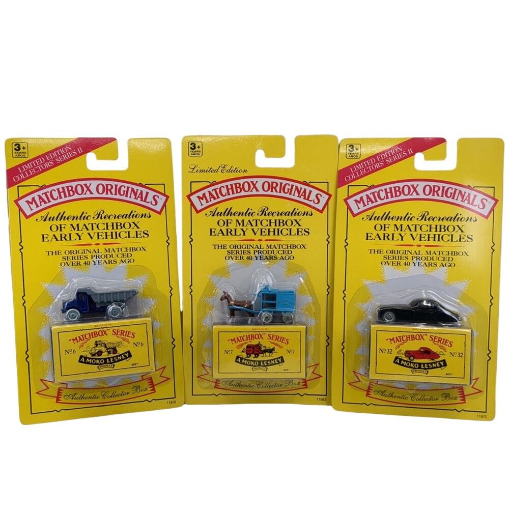 1993 Matchbox Originals Moko Lesney Lot of 3 Dump Truck Jaguar‎ Horse Drawn Milk